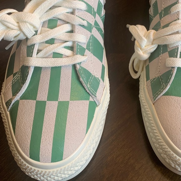 RARE‼️ Unisex NIB CONVERSE One Star OX Sneakers in White/Green Check, M10.5/W12 - Picture 6 of 12